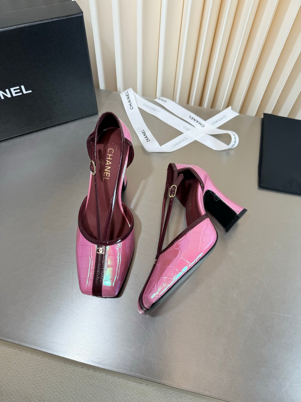 Chanel 2026 Strappy Square Toe Slingback 8.5cm Leather 190624