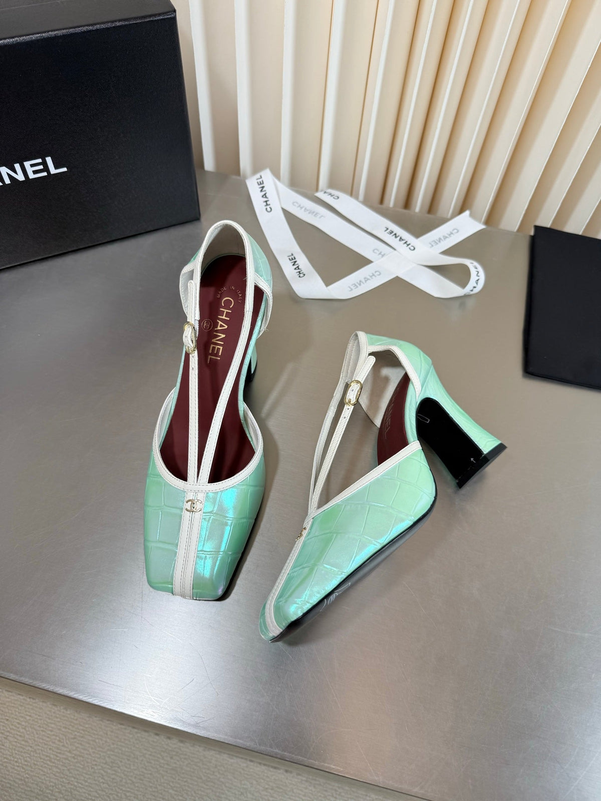 Chanel 2026 Strappy Square Toe Slingback 8.5cm Leather 190624