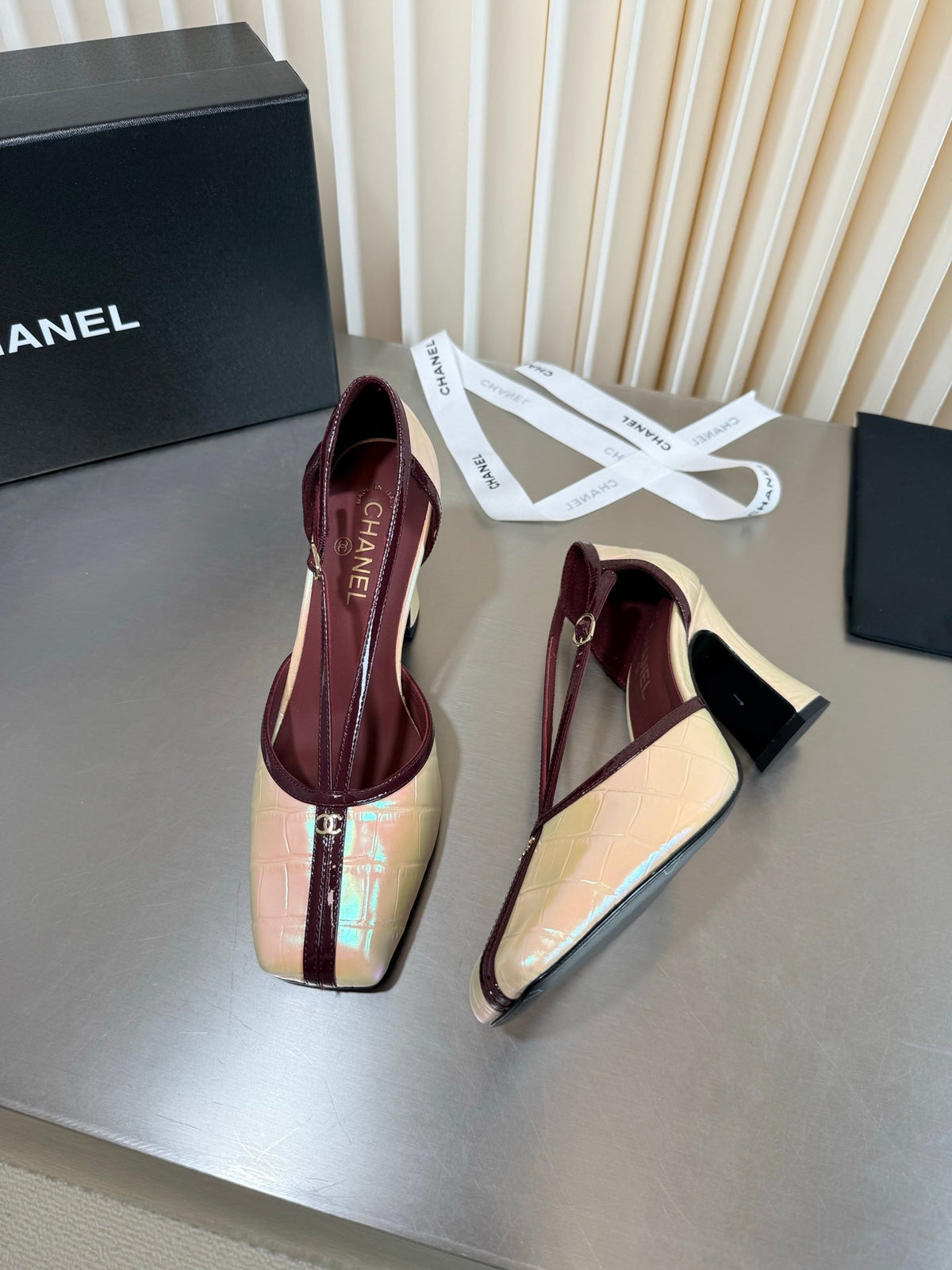 Chanel 2026 Strappy Square Toe Slingback 8.5cm Leather 190624