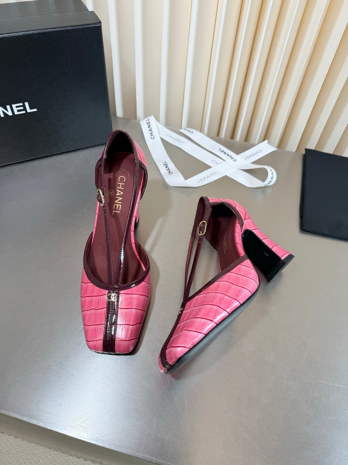 Chanel 2026 Strappy Square Toe Slingback 8.5cm Leather 190624