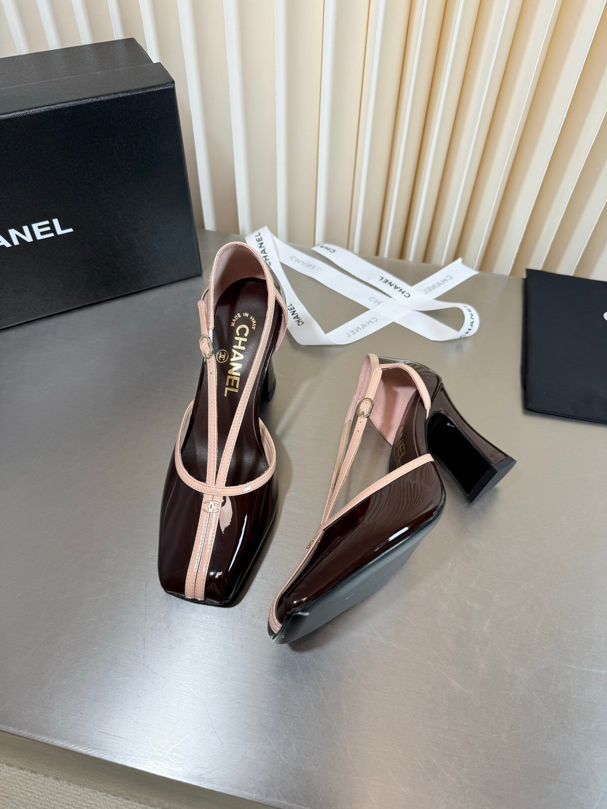 Chanel 2026 Strappy Square Toe Slingback 8.5cm Leather 190624