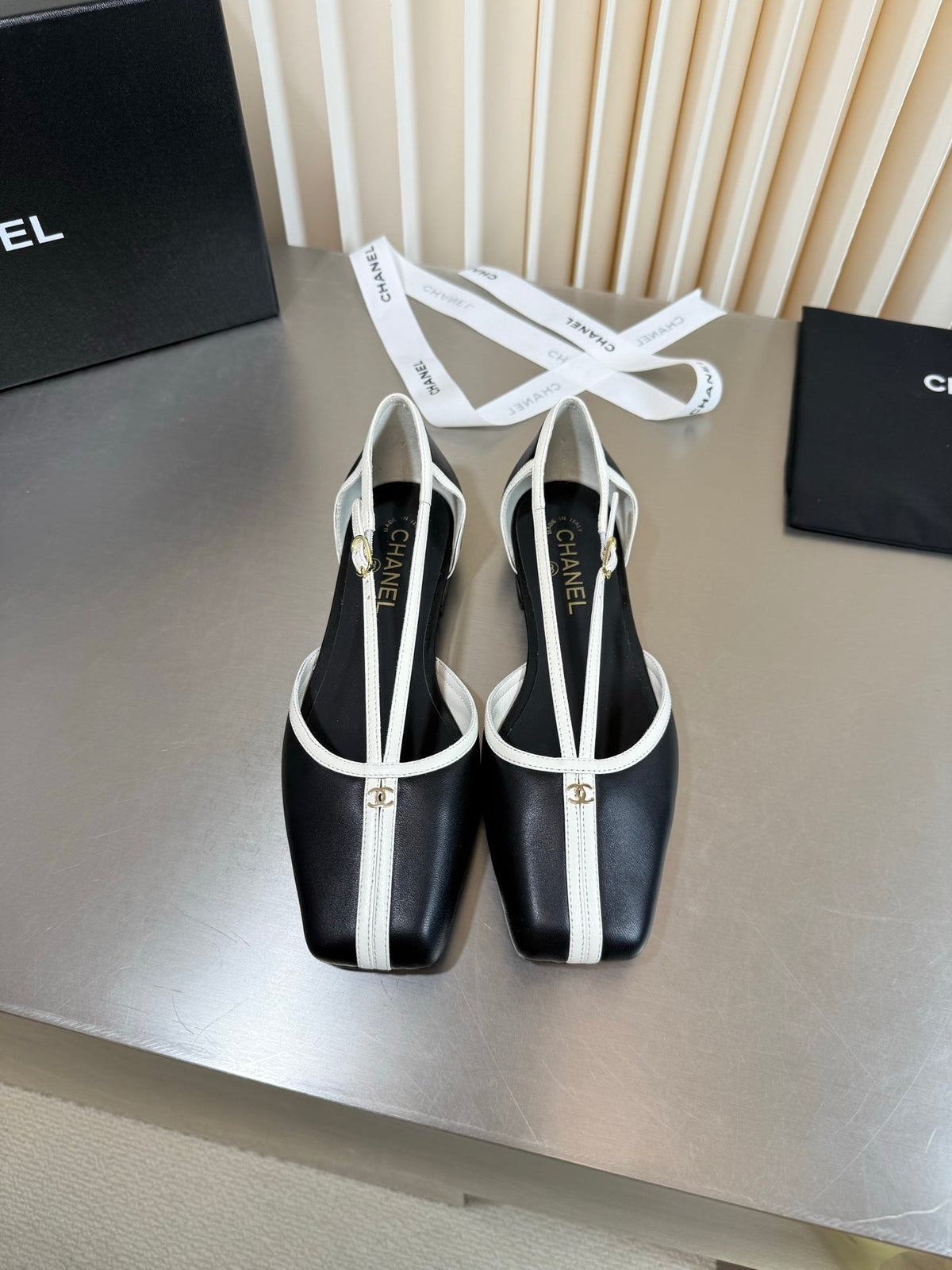 Chanel 2026 Strappy Square Toe Ballet Flat Leather 190638