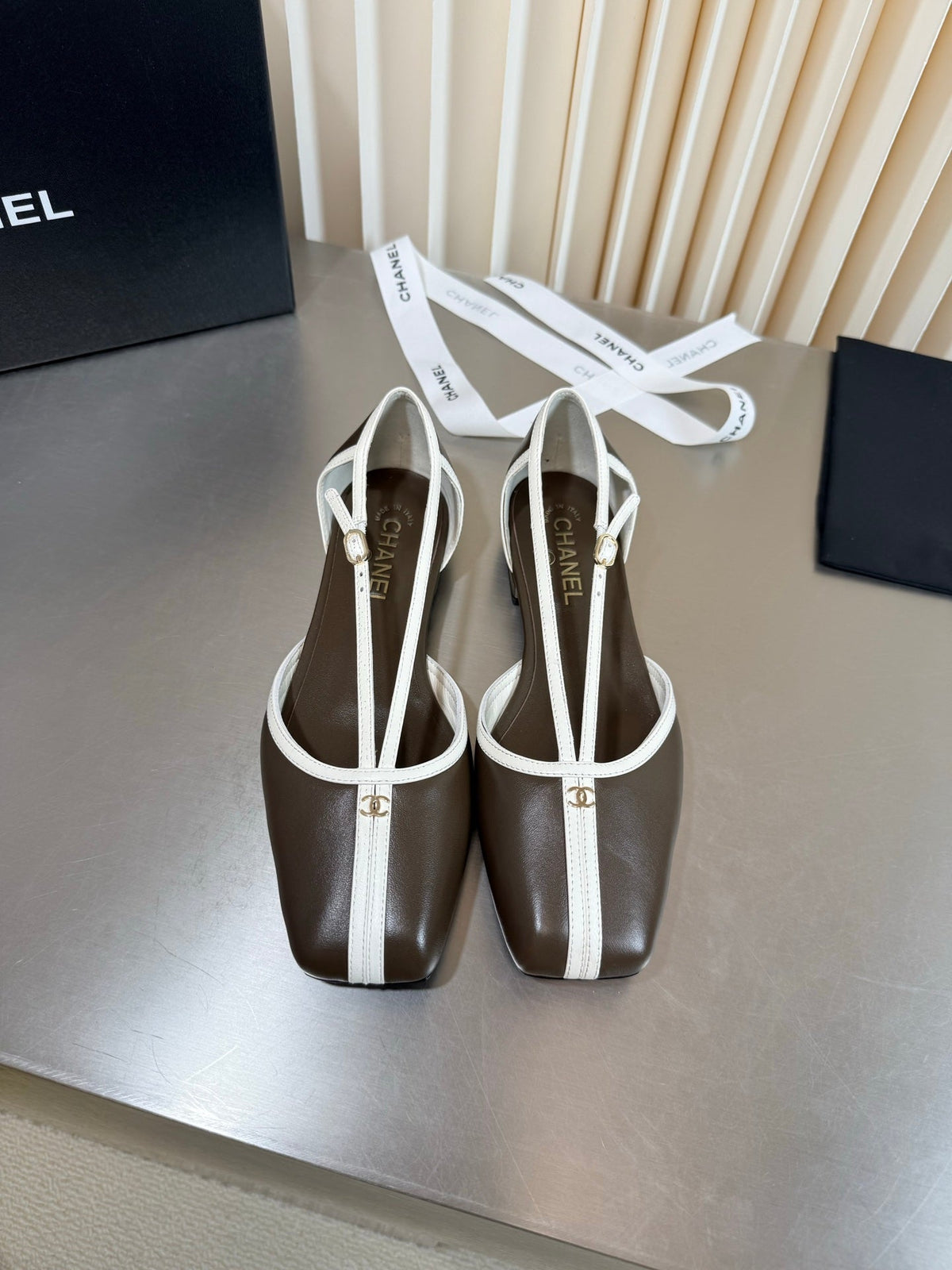 Chanel 2026 Strappy Square Toe Ballet Flat Leather 190638