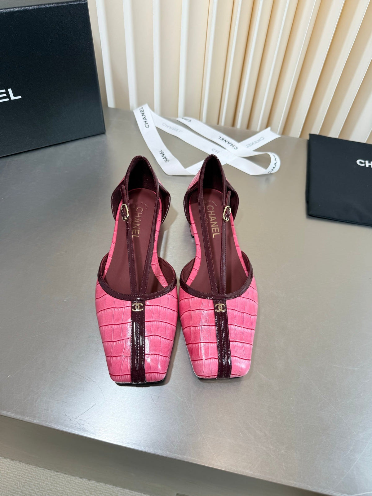 Chanel 2026 Strappy Square Toe Ballet Flat Leather 190638