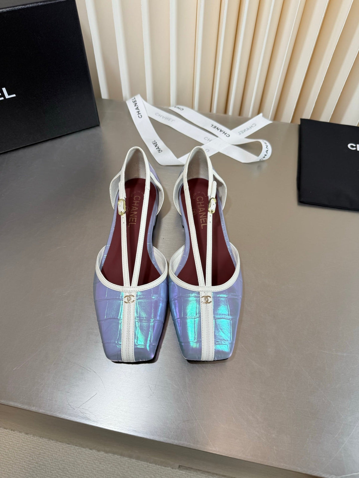 Chanel 2026 Strappy Square Toe Ballet Flat Leather 190638