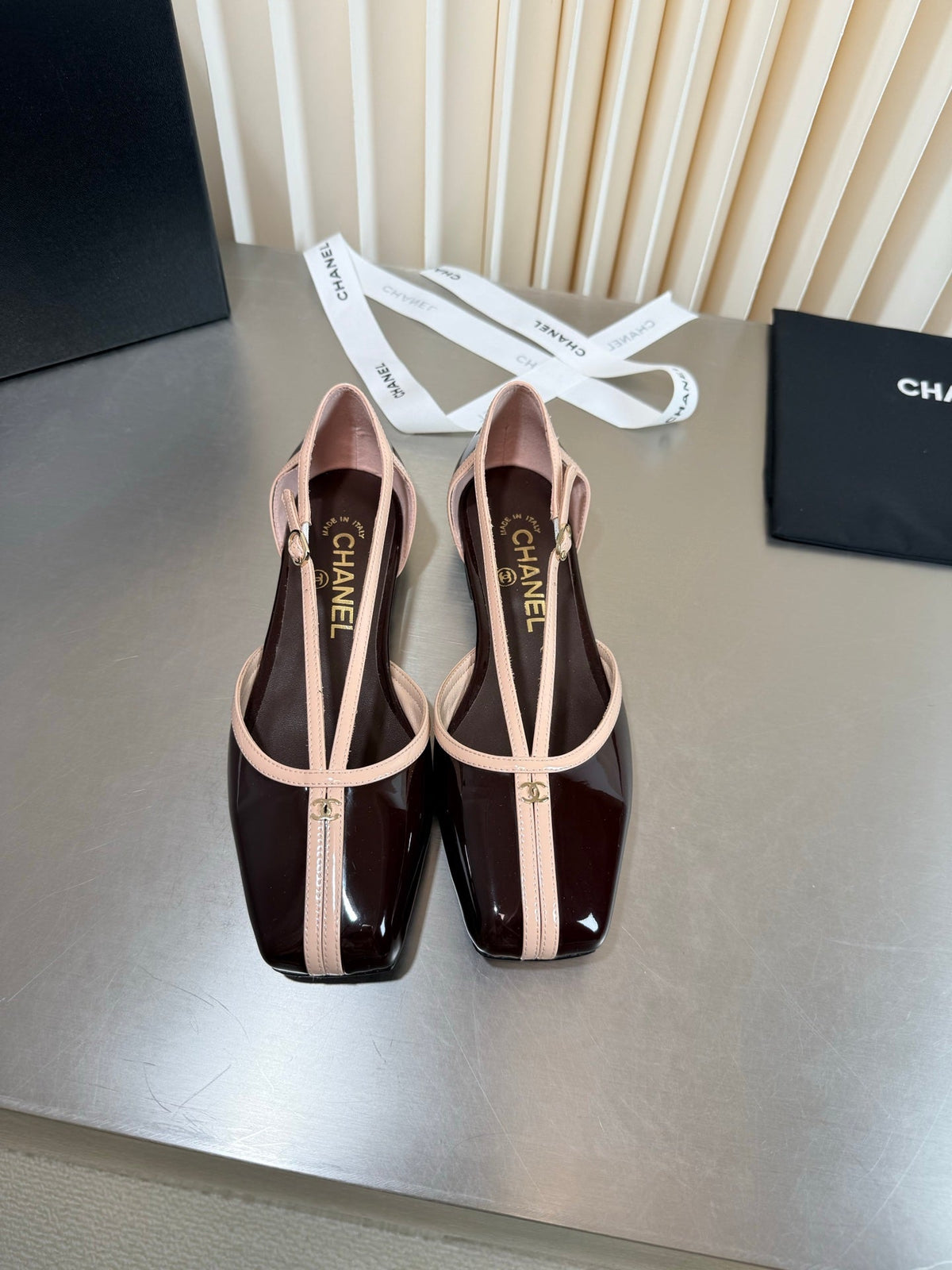 Chanel 2026 Strappy Square Toe Ballet Flat Leather 190638