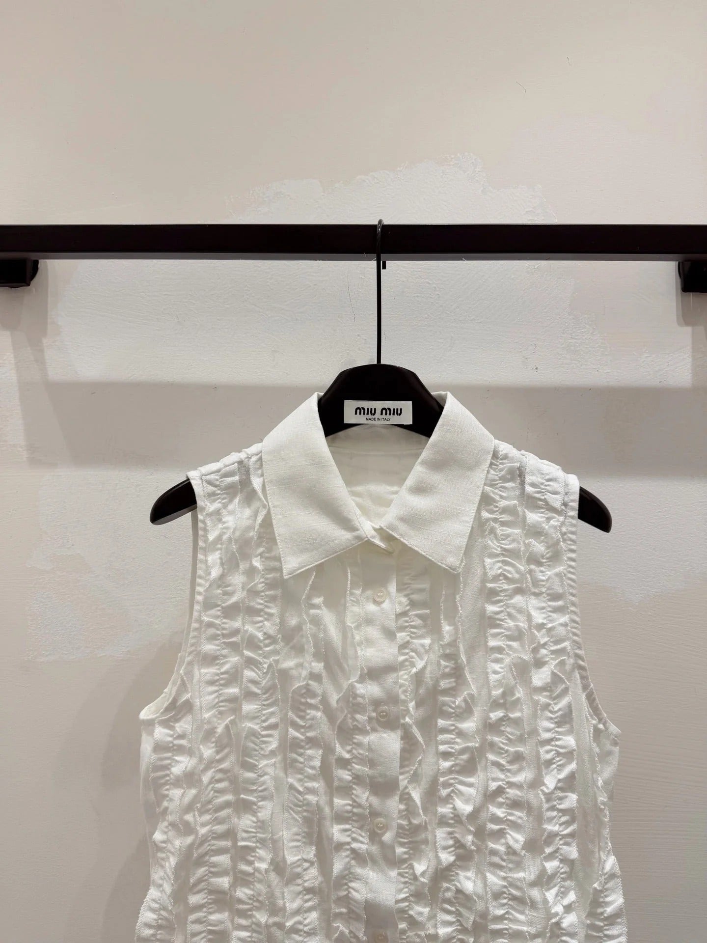 Miumiu 2026 Ruffled Vest White Cotton