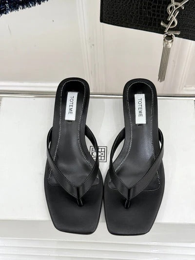 Toteme Thong Sandal Black Leather