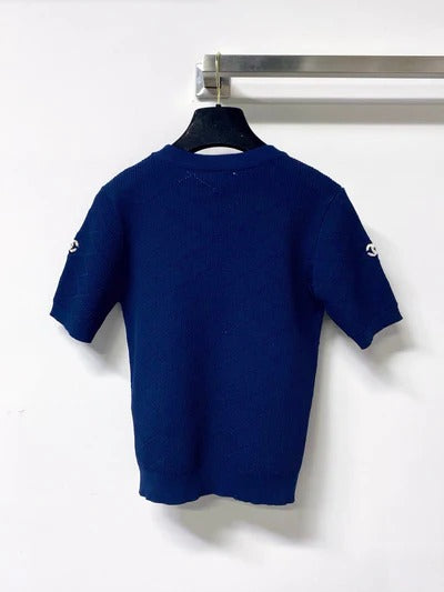 Chanel 2026 Quilted Knit Short-sleeved Shirt Wool Cashmere Tencel 310325