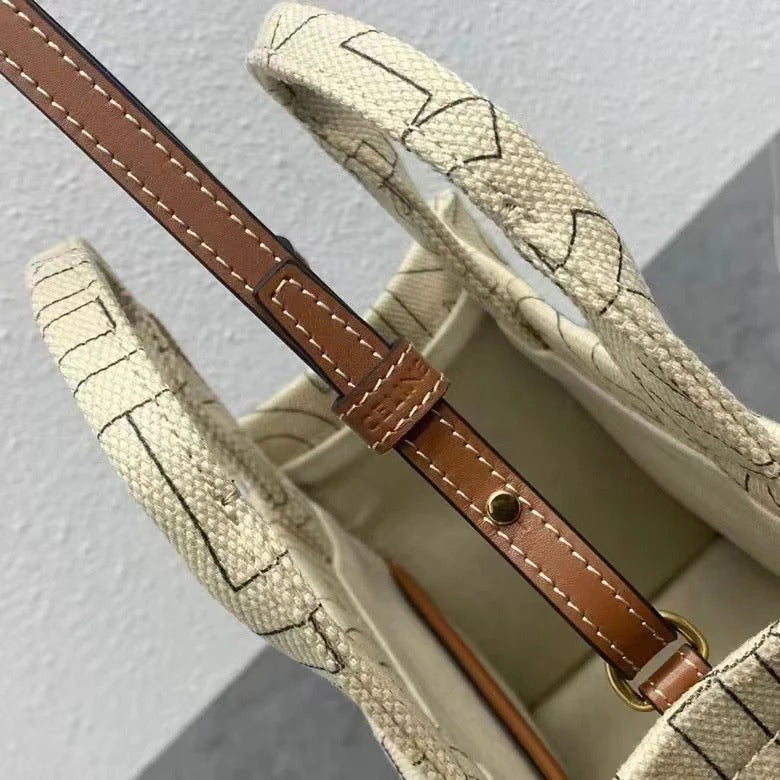 Celine 2026 Cabas Thais Triomphe Printed Tote Bag 26cm Canvas Calfskin 283600