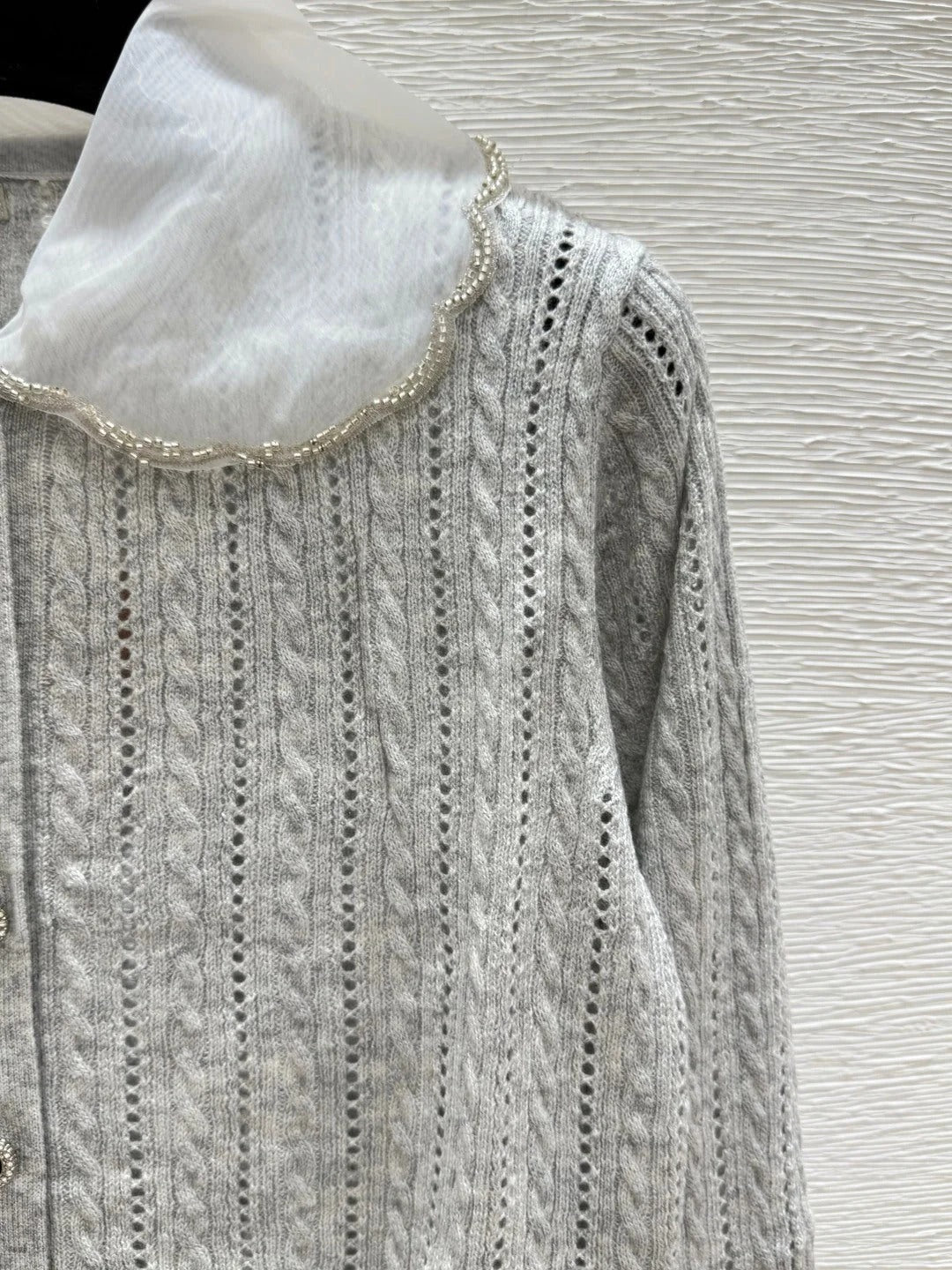 Miumiu 2026 Beaded Collar Knit Cardigan Wool 794264