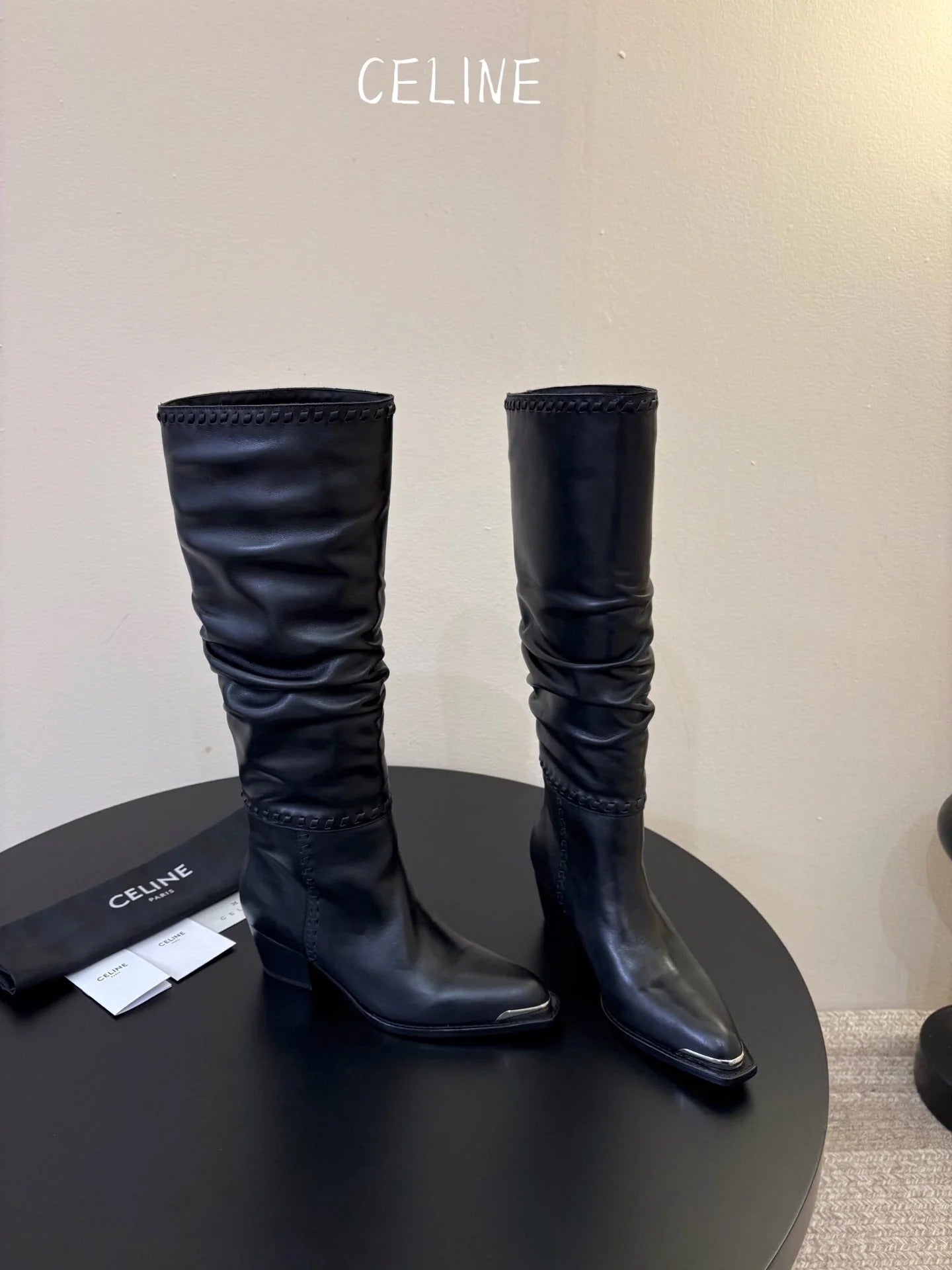 Celine 2026 Western Metallic Toe Ankle Boots 50mm Suede Leather 104866