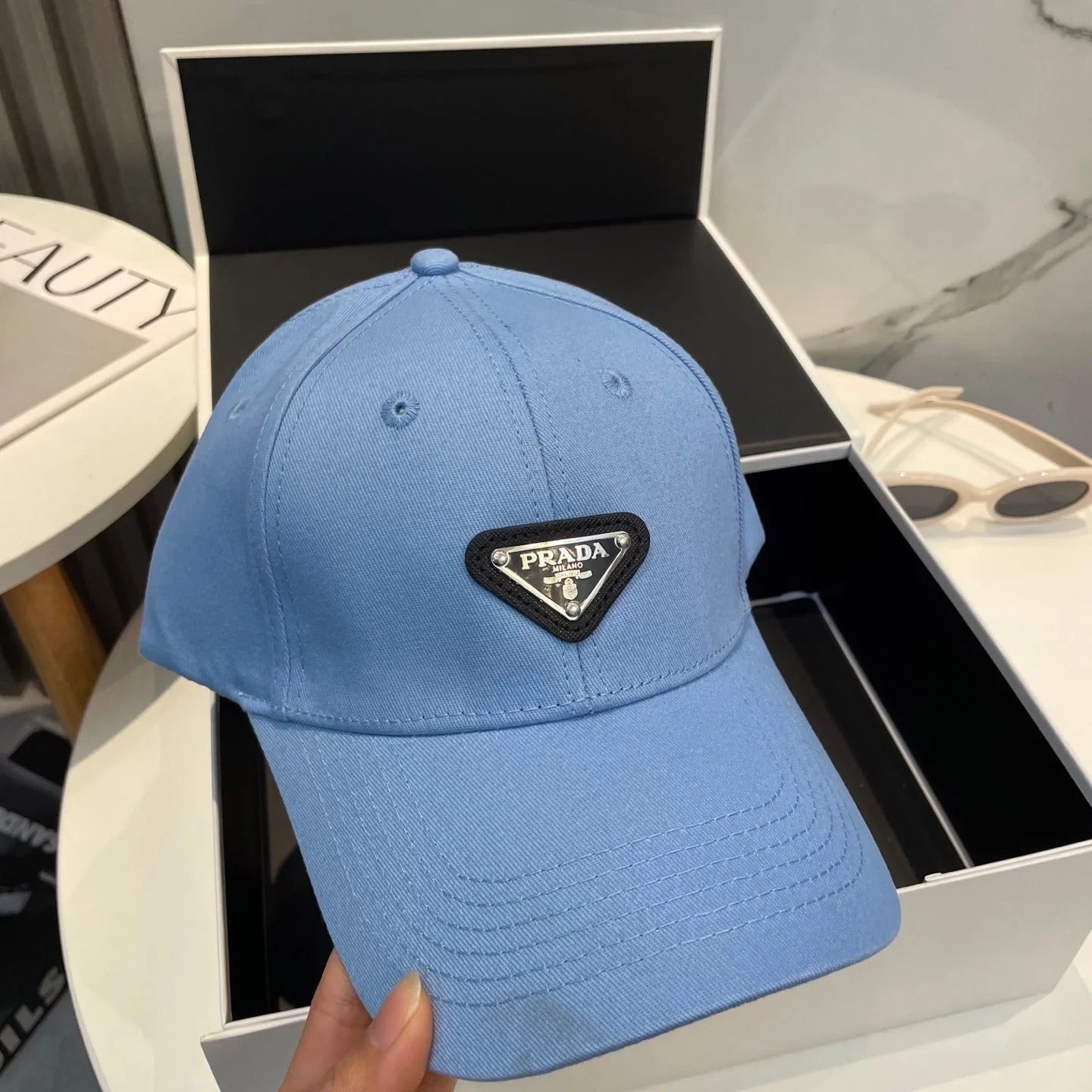 Prada Baseball Cap Brown Green Blue Pink Cotton 229261