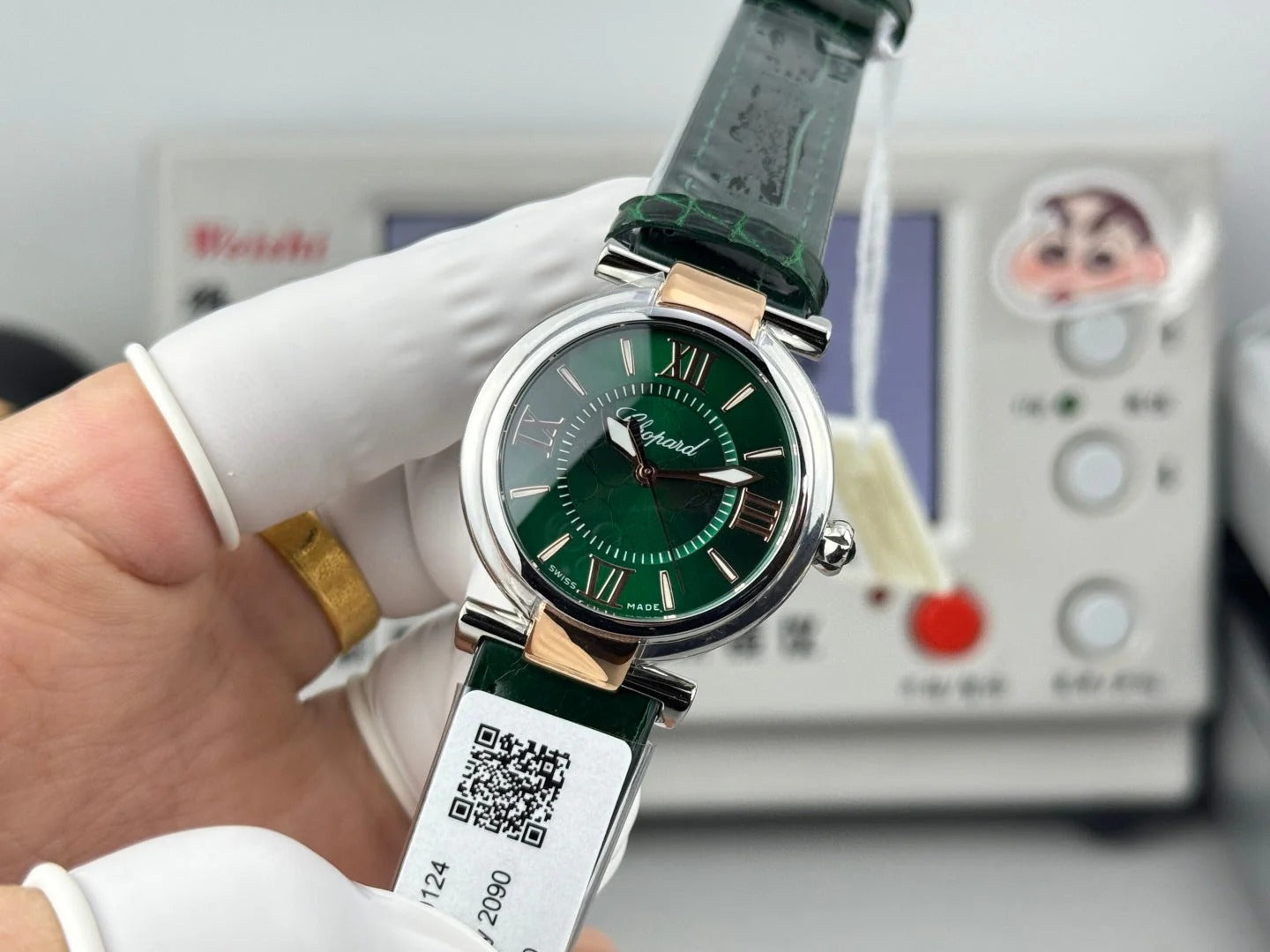 Chopard Imperiale 29mm Sliver Case Green Crocodial Leather