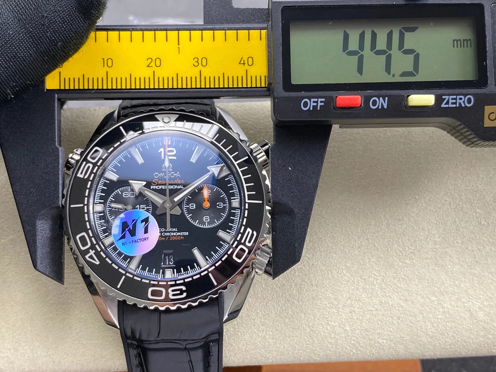 Omega Seamaster 46mm Black Dial Sliver Case Black Crocodile Leather