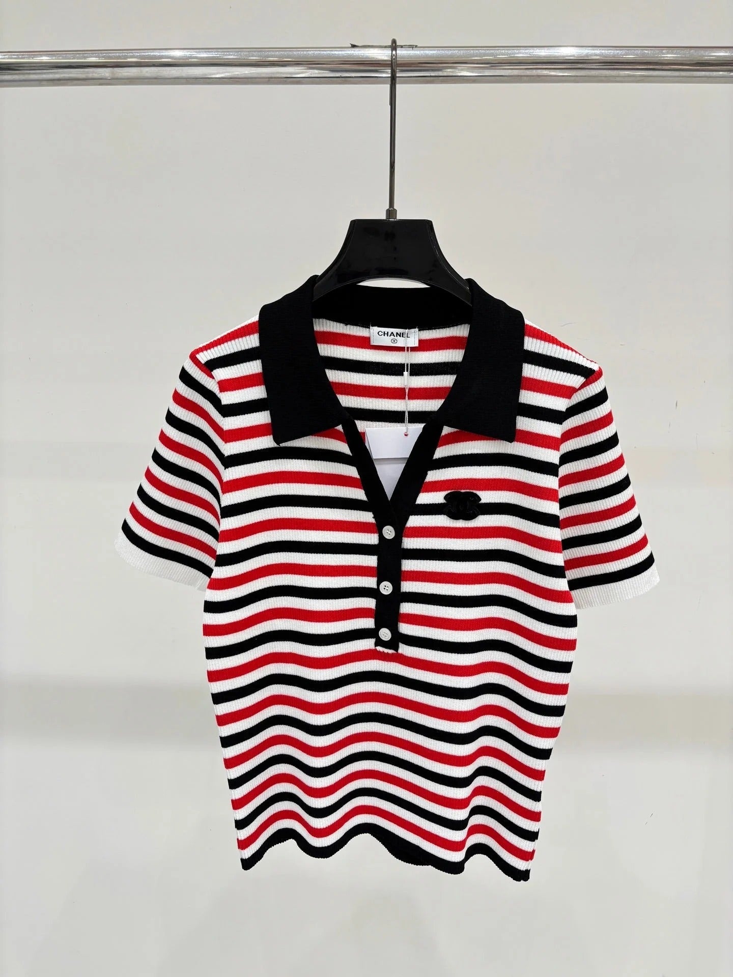 Chanel 2026 Striped Polo Shirt Cotton 413807