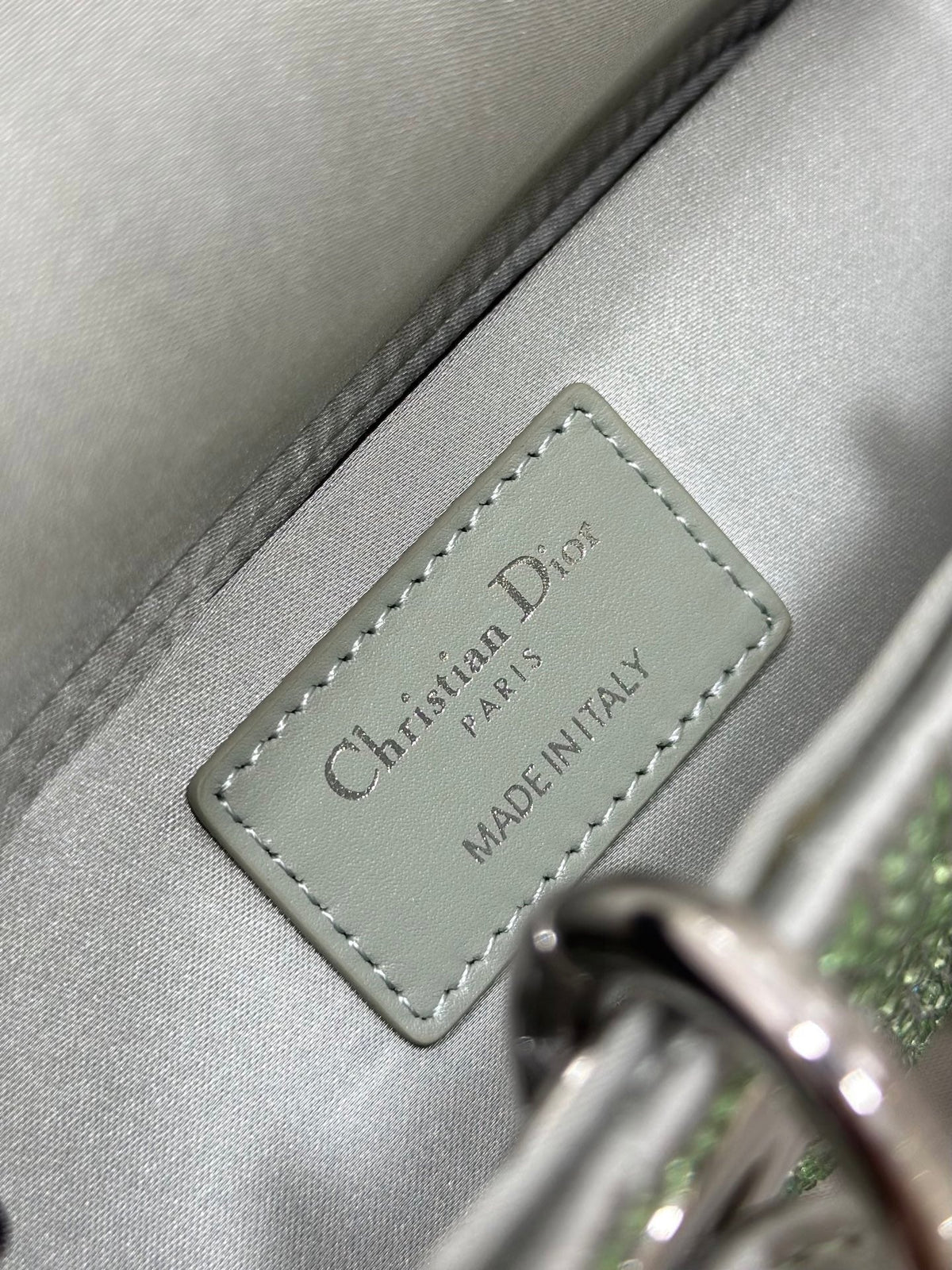 Dior 2026 Dior 2026 Lady D-Joy Bag 19cm Green Cannage Satin and Strass 166357