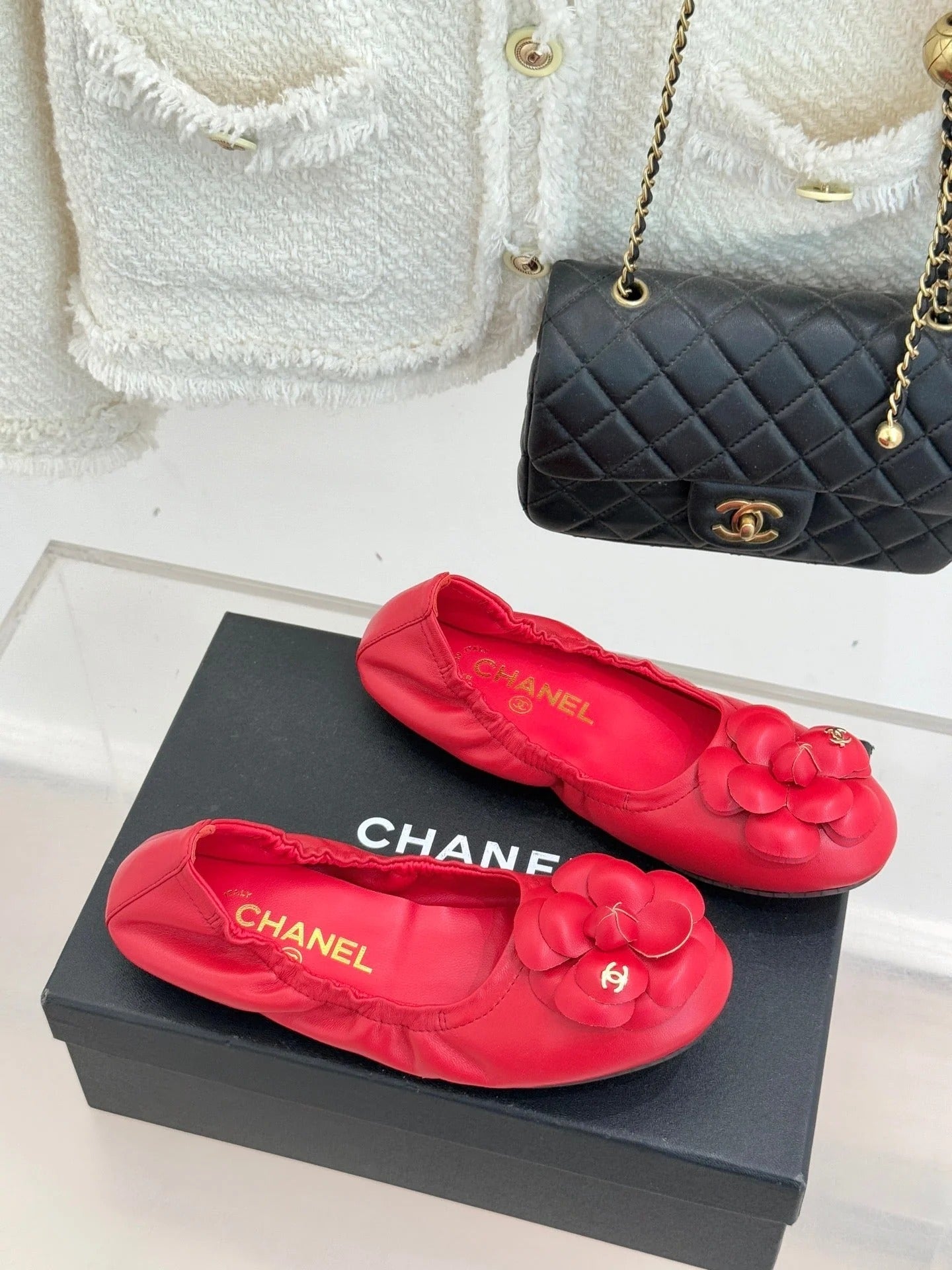 CC 2026 Double C Camellia Ballet Flat Sheepskin
