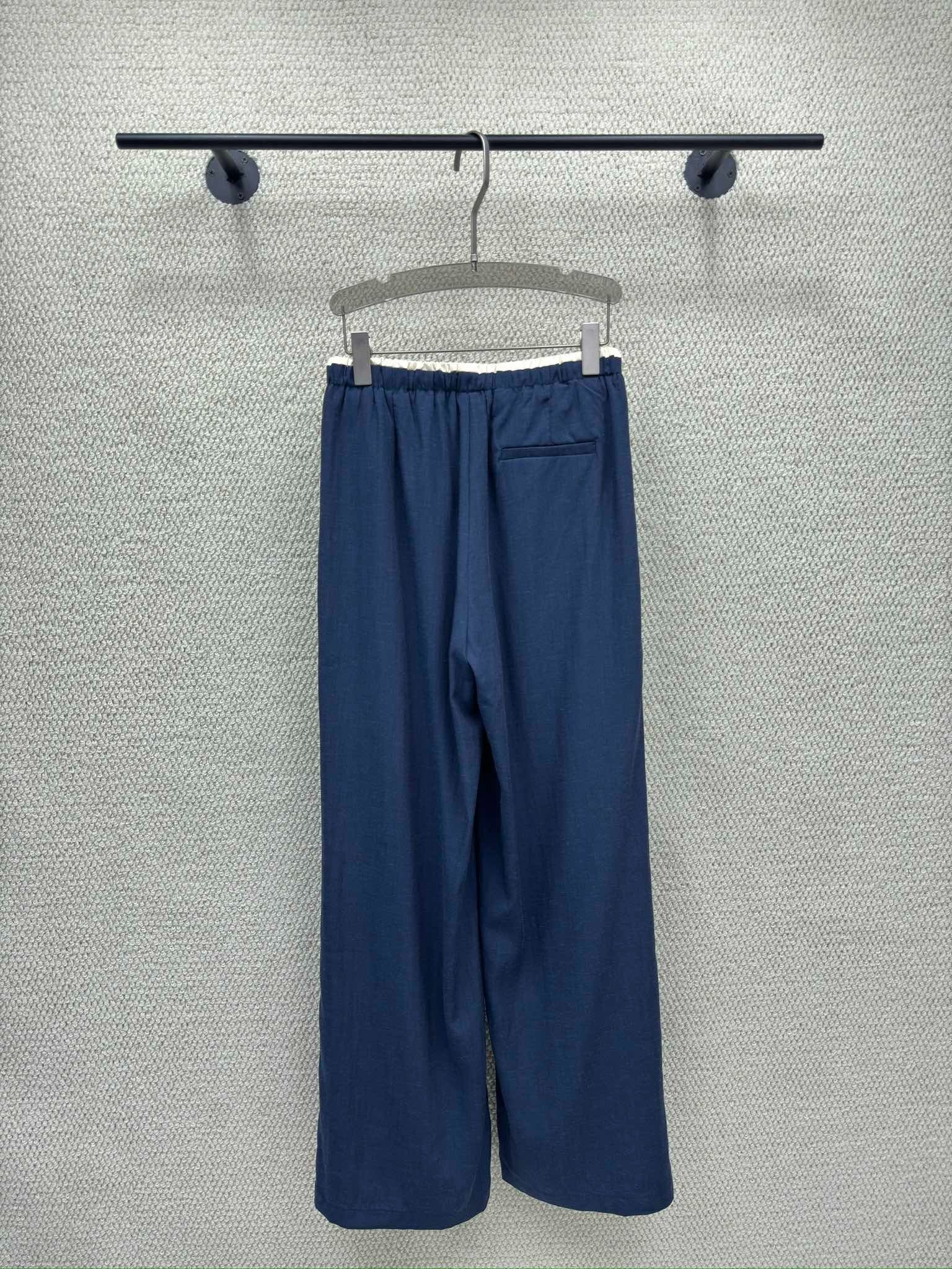 Miumiu 2026 Elastic High-Waisted Straight Wide-Leg Pant Tencel Cotton