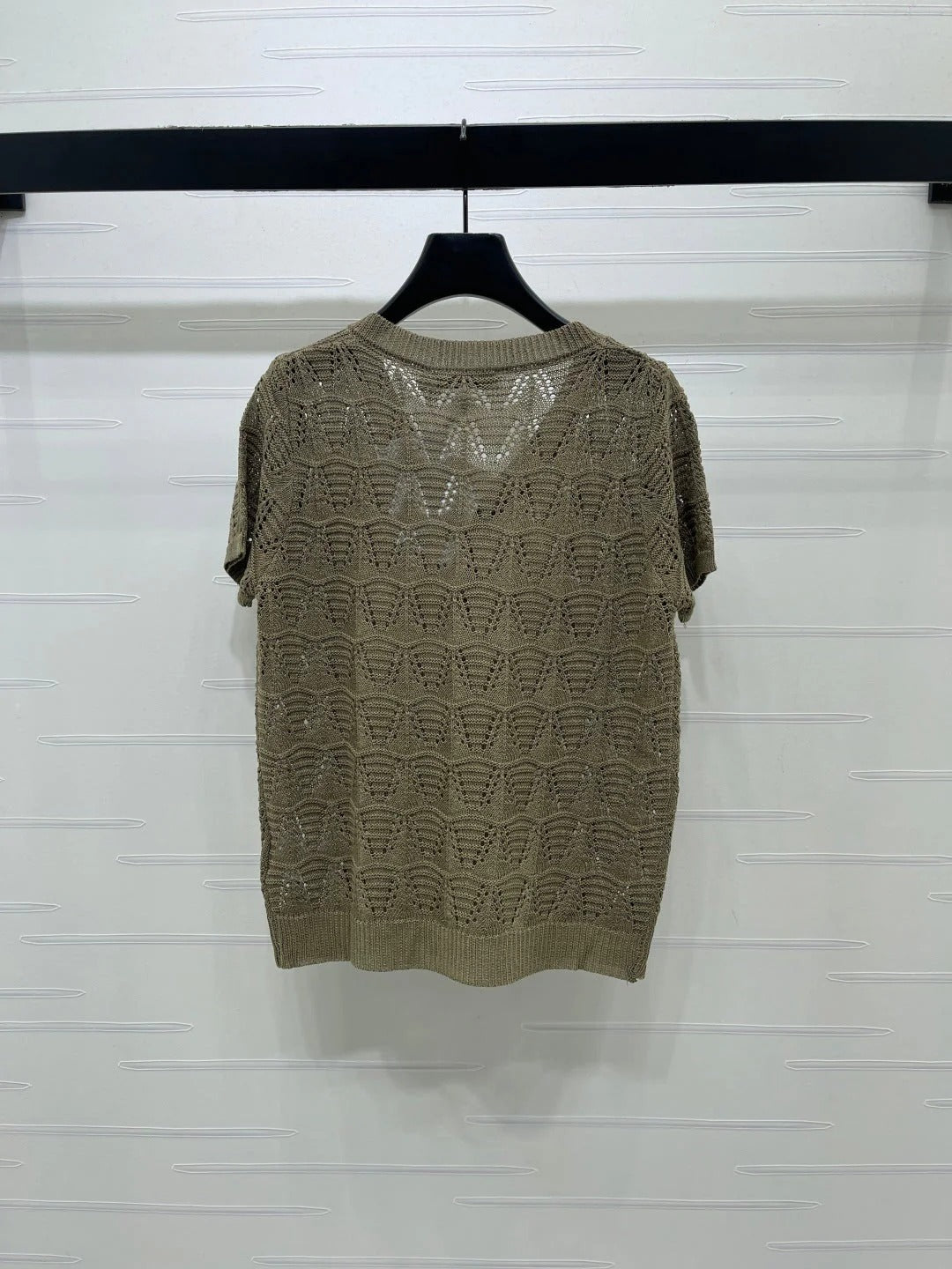 Dior 2026 Hollow-out V-neck Knit Short-sleeved Top Wool Cotton 377970