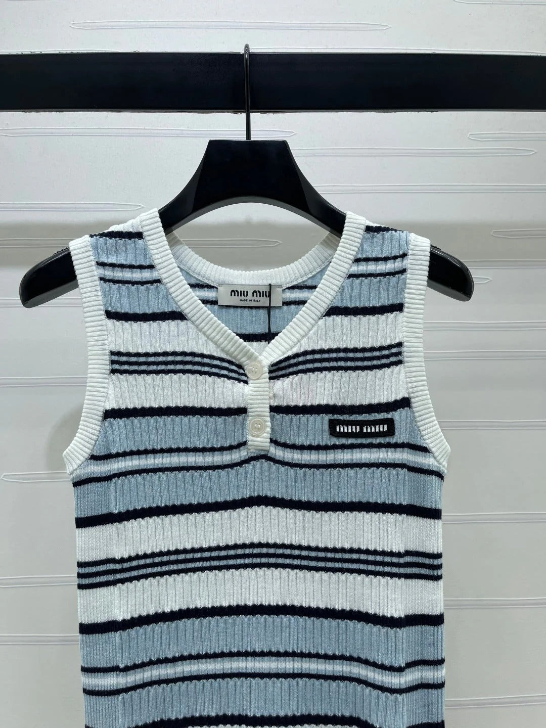Miumiu 2026 Striped knit V-neck Vest Wool 246238
