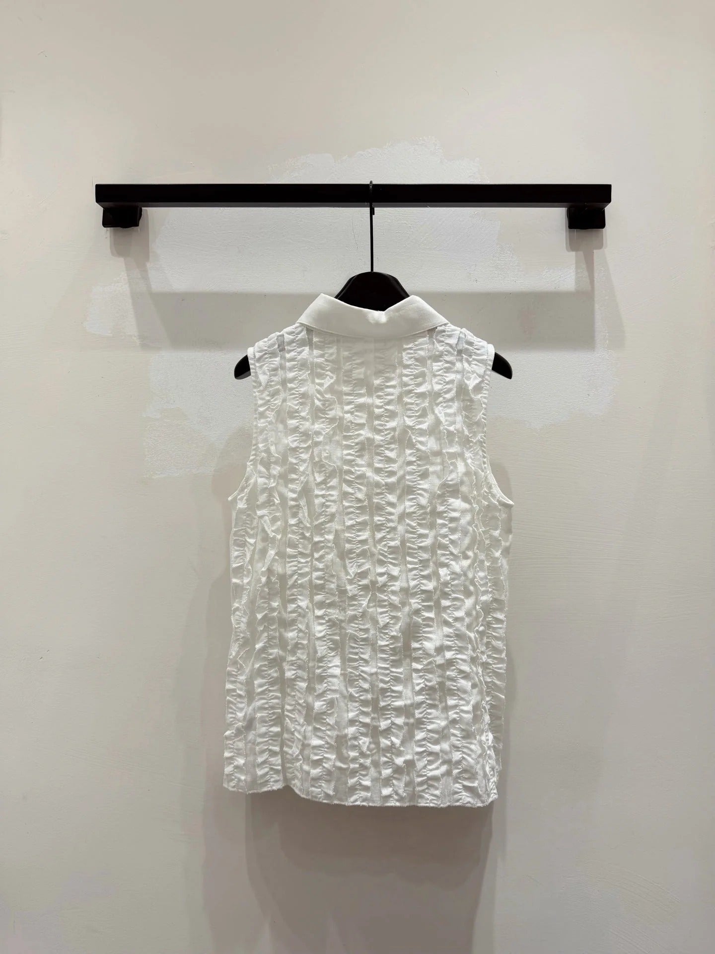 Miumiu 2026 Ruffled Vest White Cotton