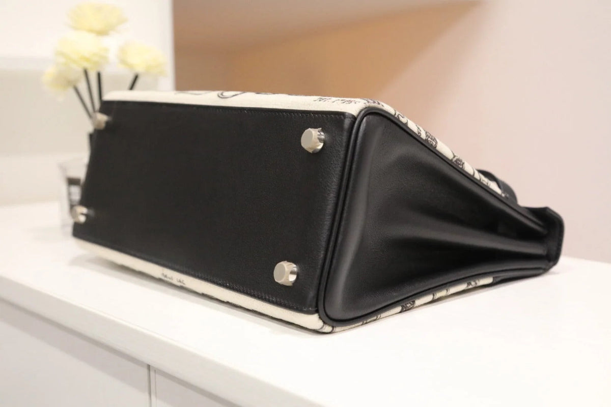 High-end Hermes 2026 Kelly 28cm Black Swift Leather/Canvas