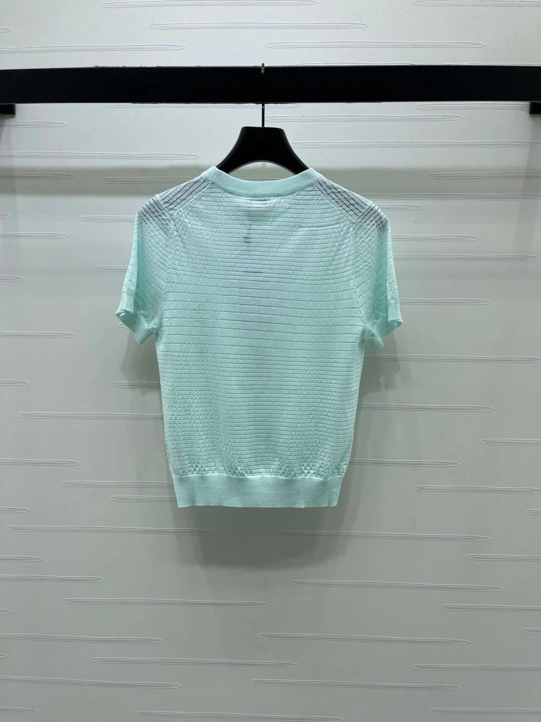 Chanel 2026 Striped Knit Short-sleeved Top Tencel Cotton 380709