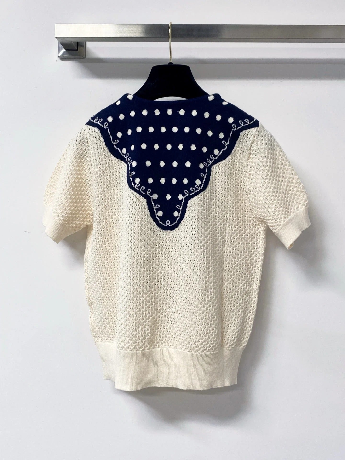 Chanel 2026 Striking Blue Sailor Short-Sleeve Shirt Cream Wool 650953