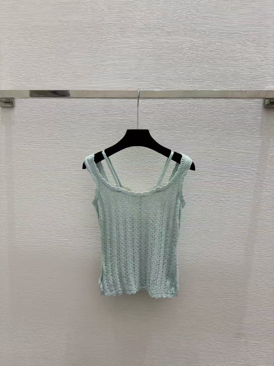 Chanel 2026 Crop Top Mint Green mix White Cotton