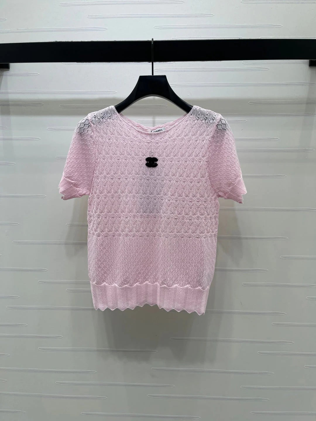 Chanel 2026 Double C Logo Knit Short-sleeved Shirt 380703