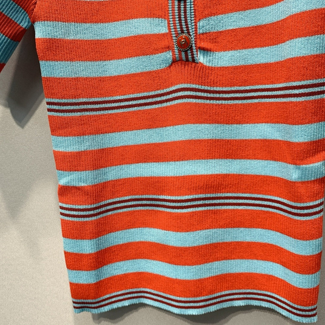 Chanel 2026 Shirt Orange Blue Wool 402073
