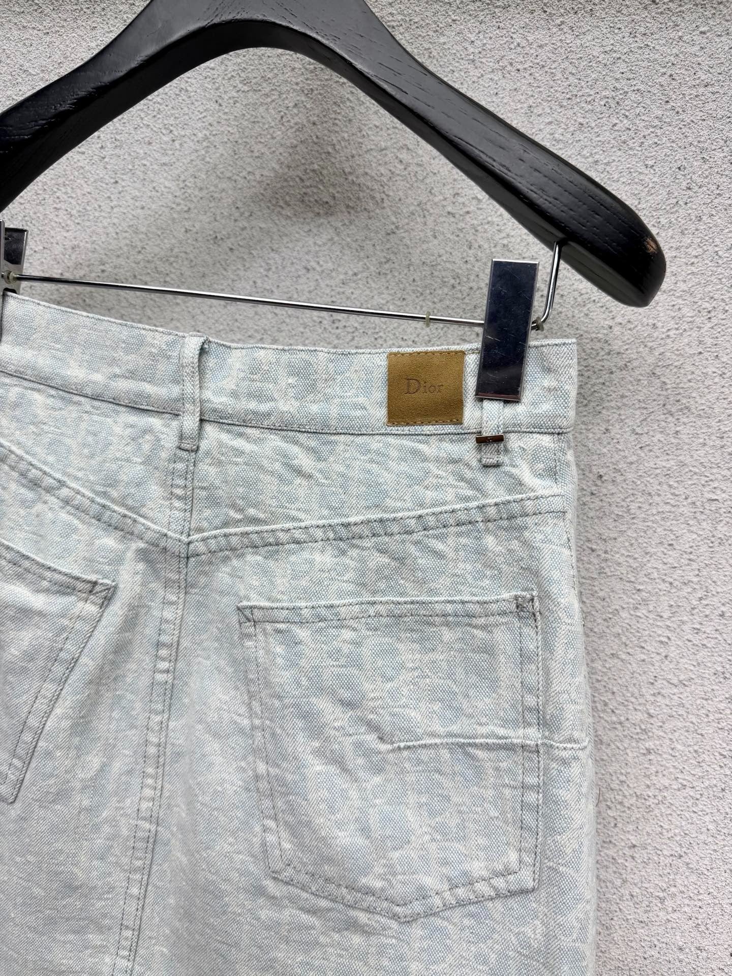 Dior 2026 Denim Midi Skirt Light Blue Cotton 400983