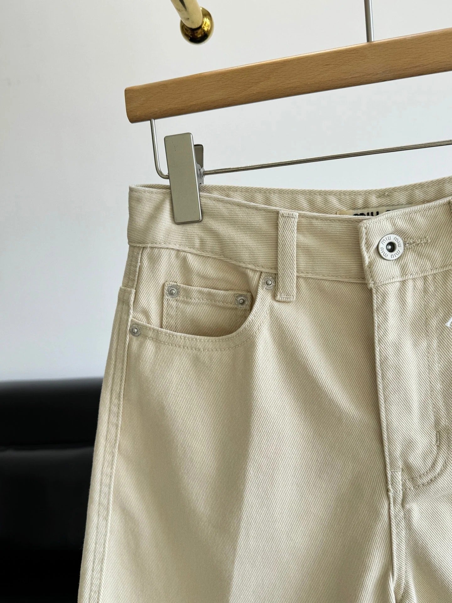 MiuMiu 2026 Denim Shorts Beige Cotton 635724