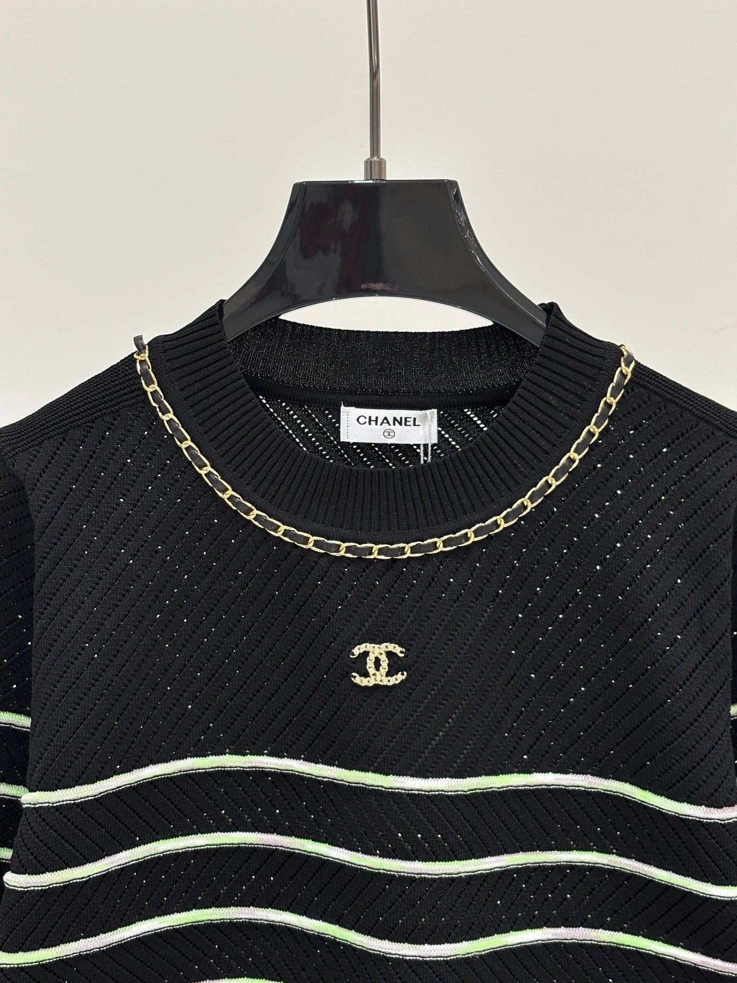 Chanel 2026 Striped Short-Sleeve T-Shirt Cotton 413806