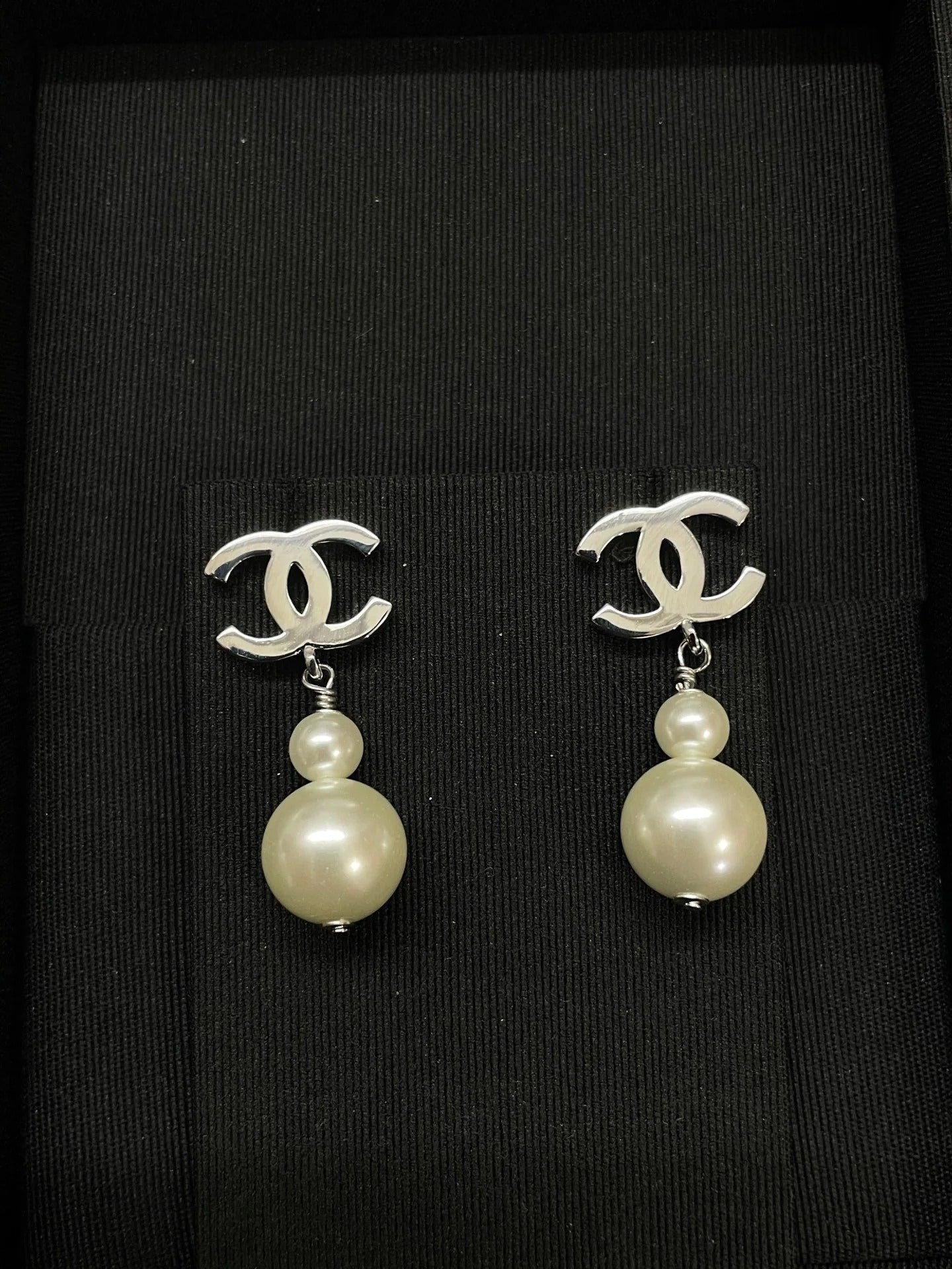 Chanel Double C Gourd Pearl Earrings