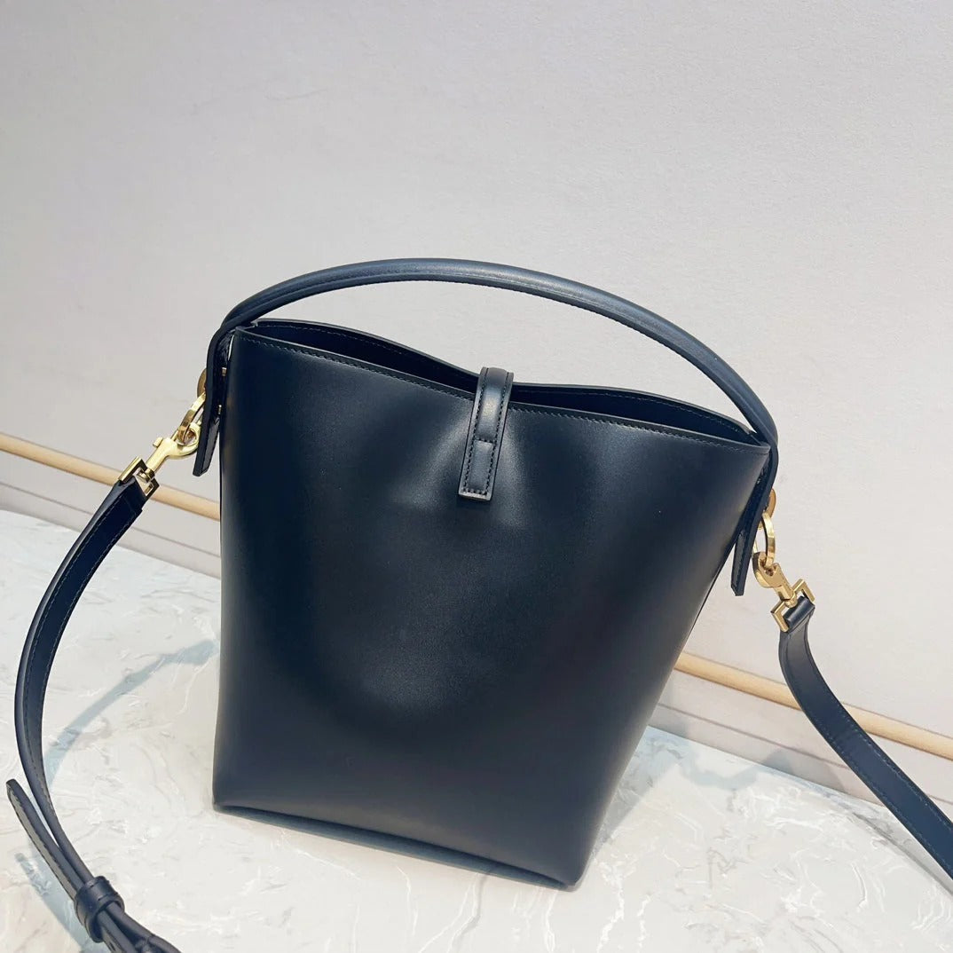 YSL 2026 Mini Bucket Bag 20cm Black Calfskin