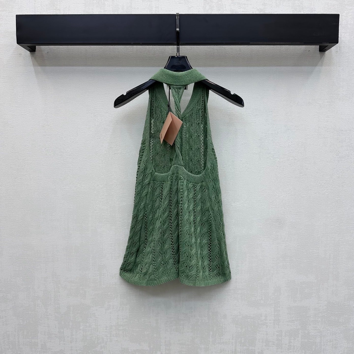 Miu Miu 26 Backless Knit Vest Green in Wool 366904
