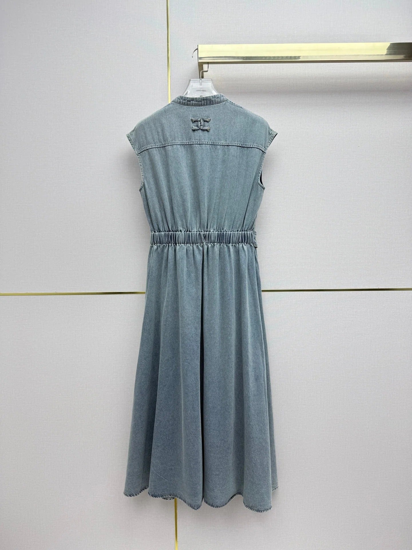 Chanel 2026 Denim V-Neck Dress Cotton 389413