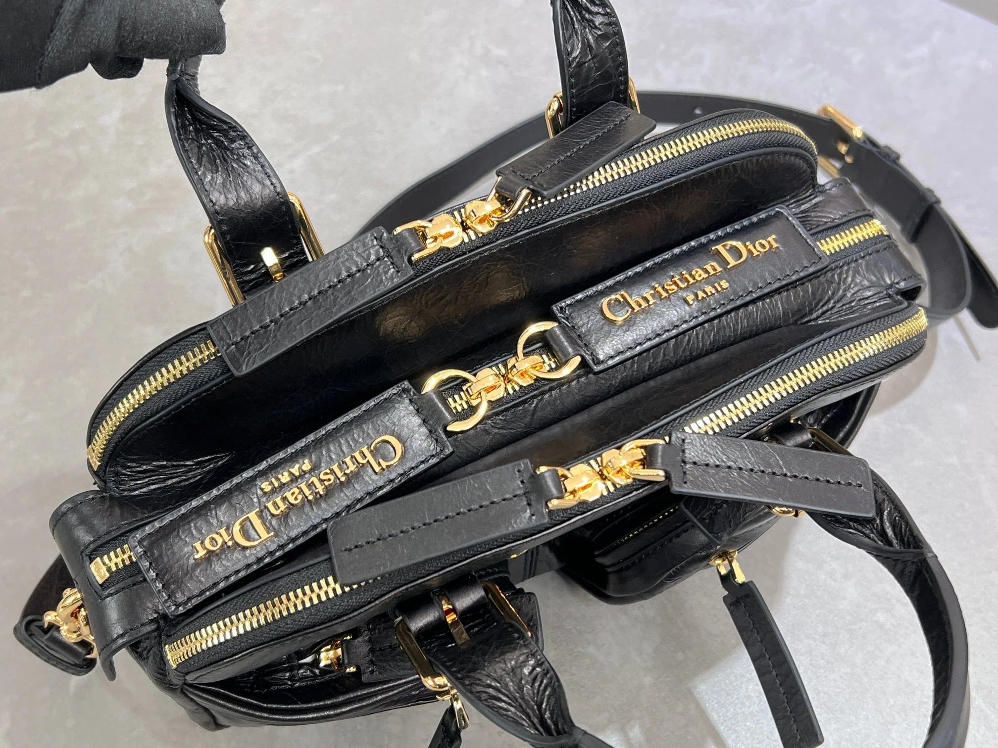 Dior 2026 Grand Tour Bowling Bag 28cm Black Calfskin