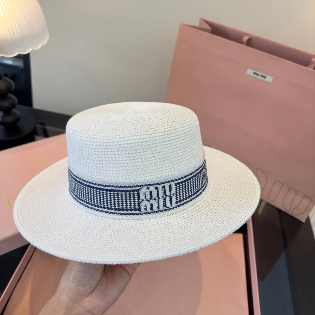 Miumiu Flat-top Straw Hat 379483