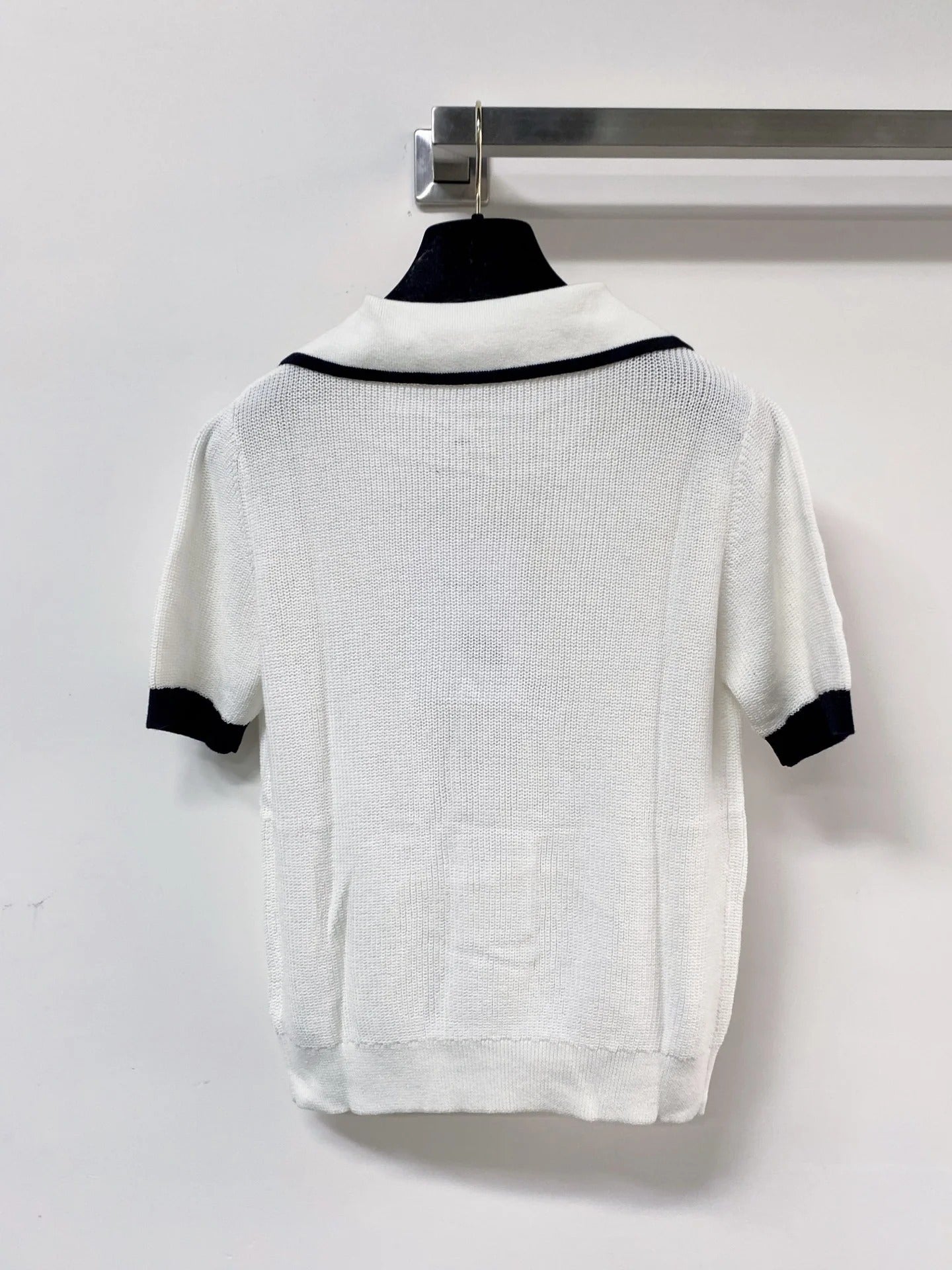 Chanel 2026 V-neck Polo Sweater Top Wool Nylon 207996