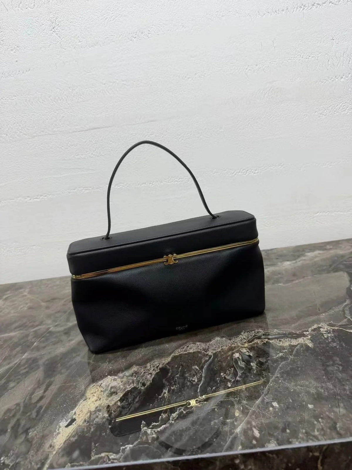 Celine 2026 Rectangle Bag 24.5cm Black Soft Calfskin