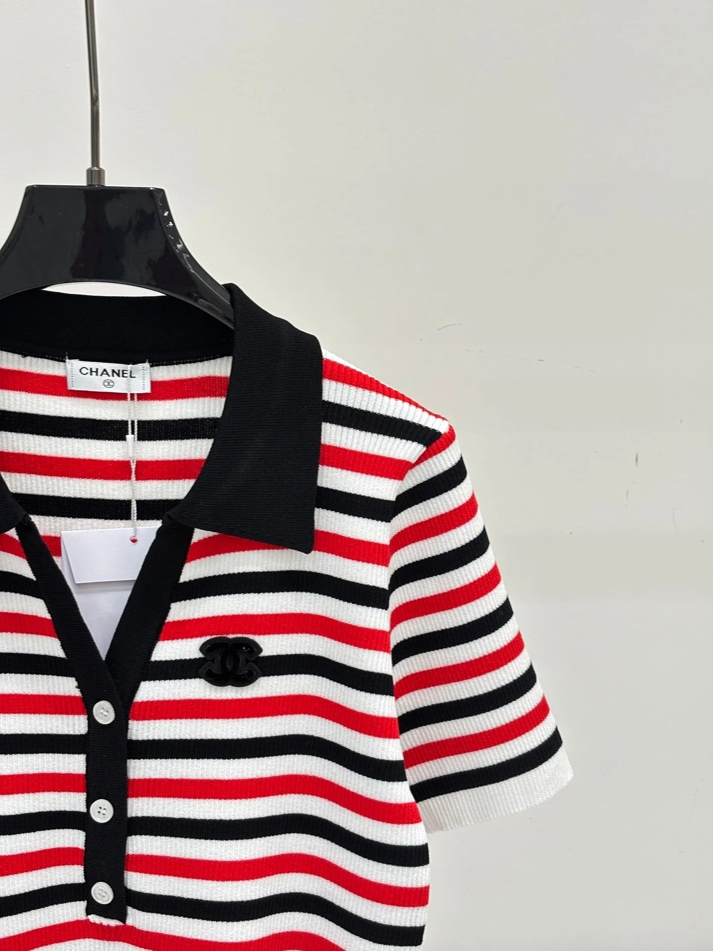 Chanel 2026 Striped Polo Shirt Cotton 413807