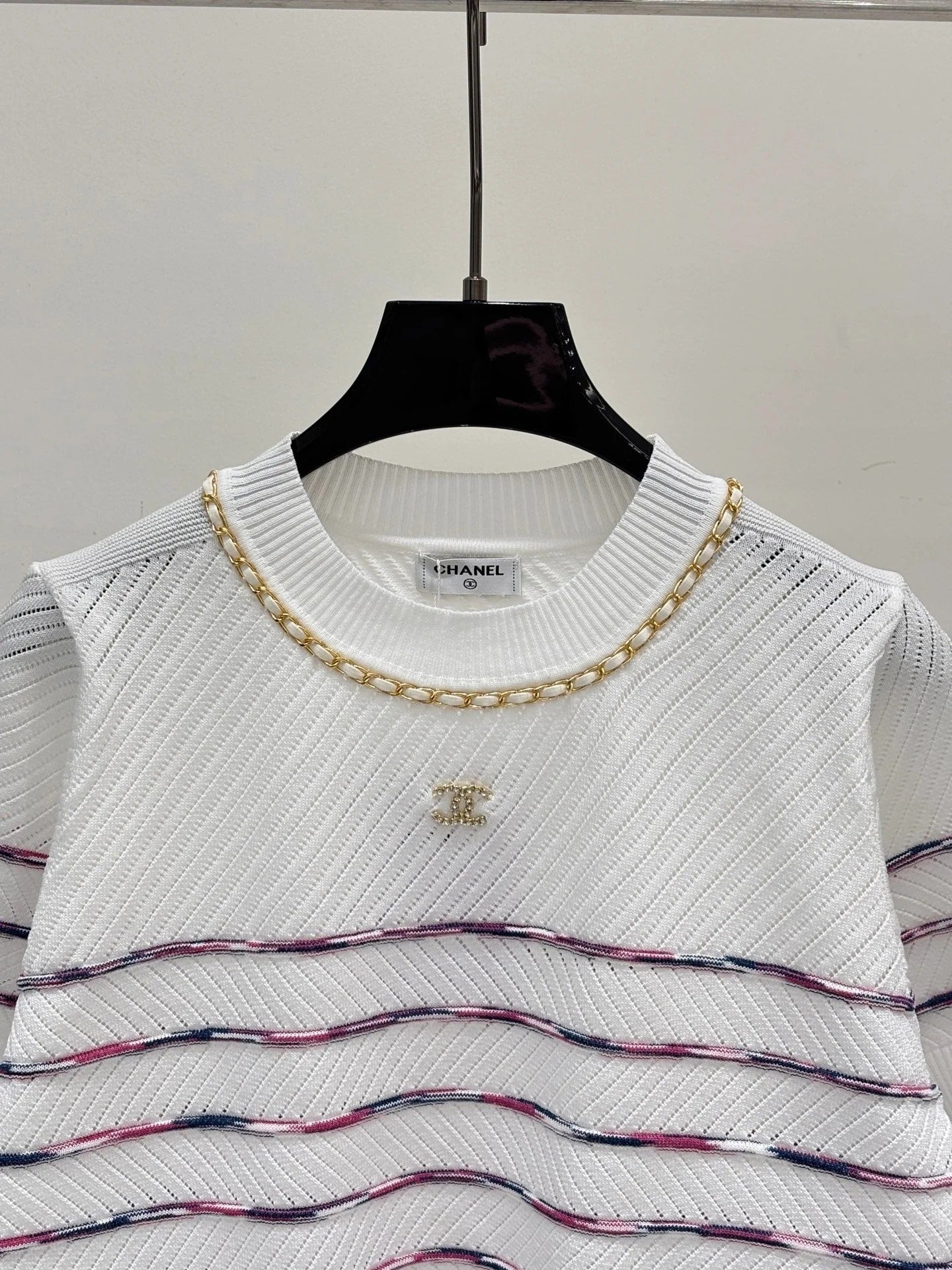 Chanel 2026 Striped Short-Sleeve T-Shirt Cotton 413806