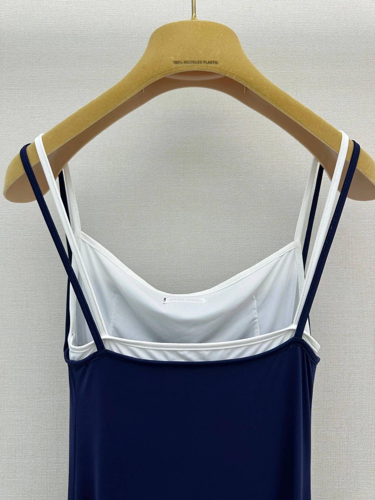 MiuMiu 2026 Slip Dress Navy White Cotton 648439