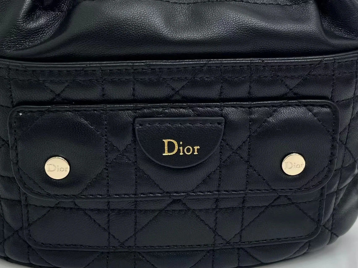 Dior 2026 Mini DiorTravel Bucket Bag 22cm Fabric Lambskin