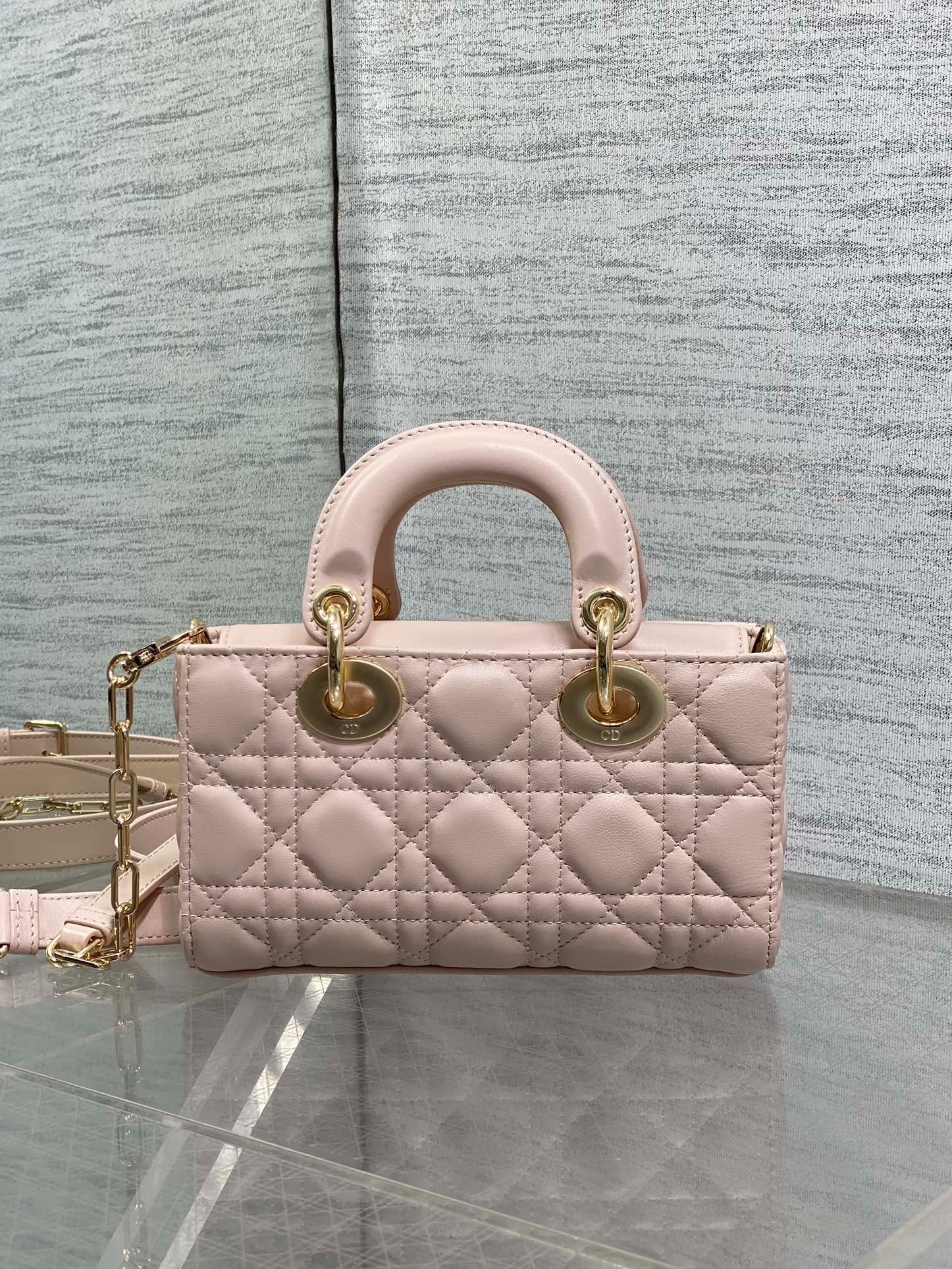 Dior 2026 Bow D-Joy Micro Bag Power Pink Lambskin 284125