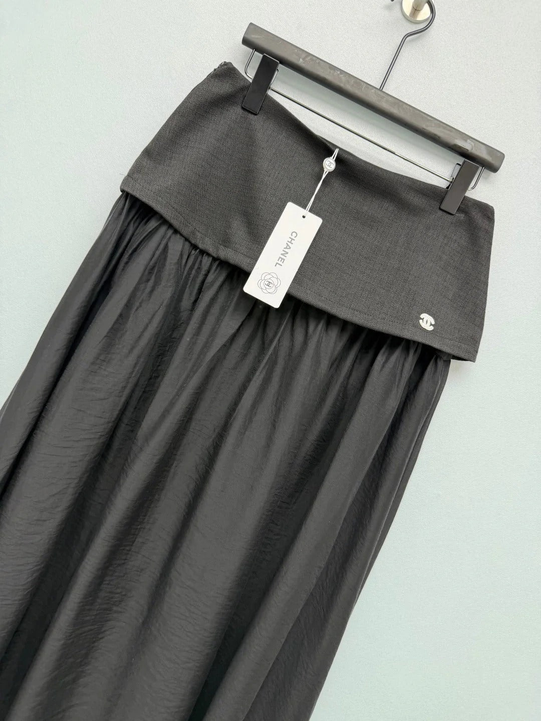 Chanel 2026 Double C Embroidered Patchwork Gauze Skirt Cotton 408887