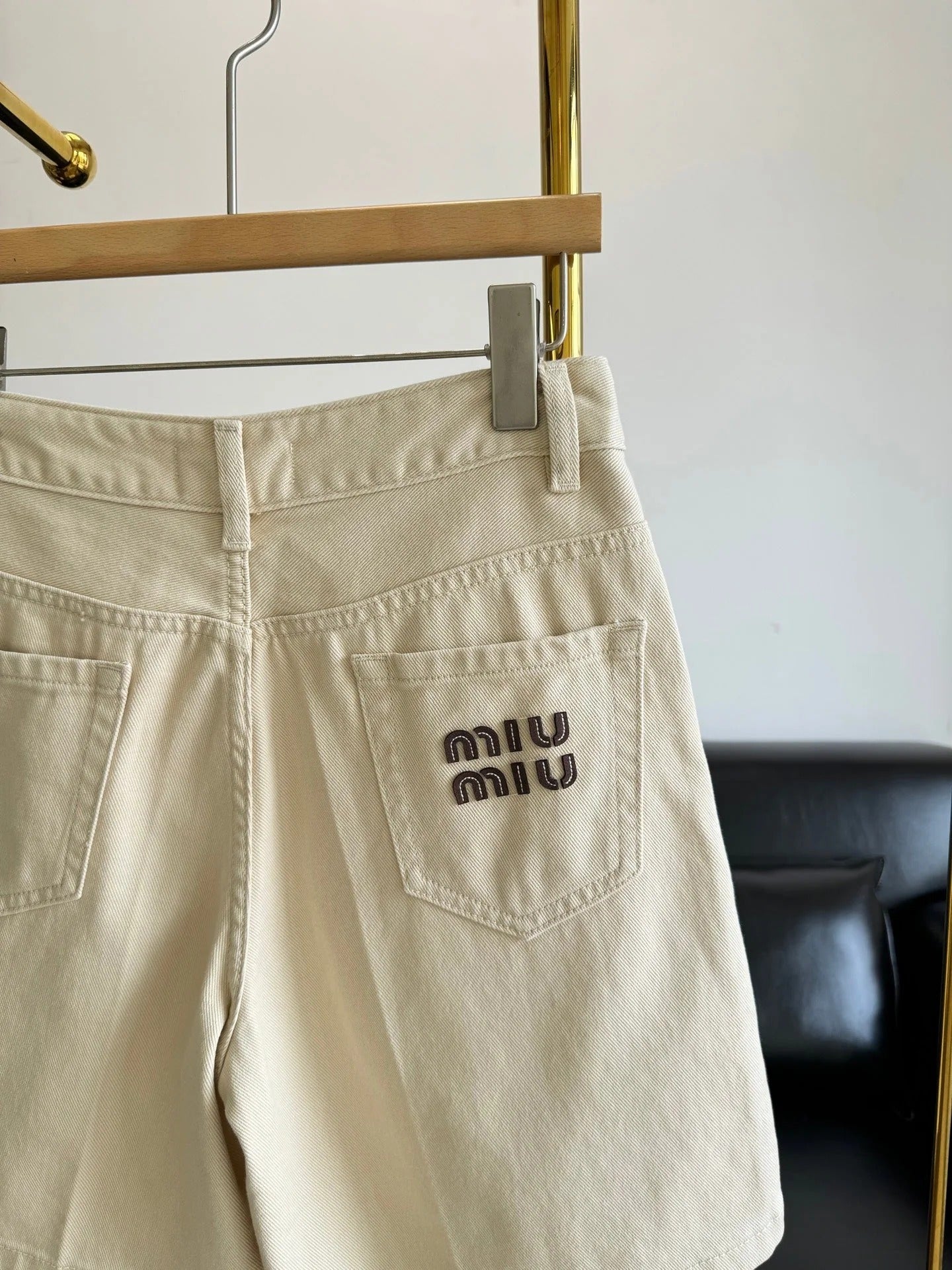 MiuMiu 2026 Denim Shorts Beige Cotton 635724